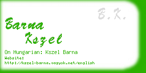 barna kszel business card